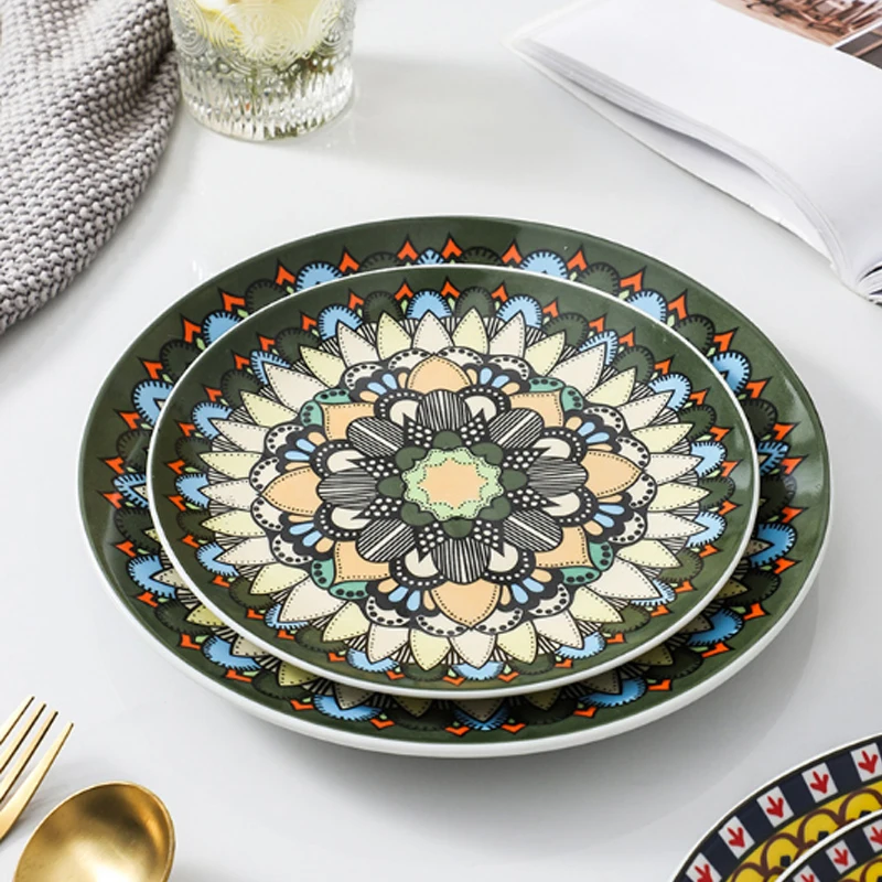 Homesun Platos Para Colorful Nordic Bohemia Style Restaurant Bohemian Porcelain Dinner Serving Moroccan Ceramic Plate