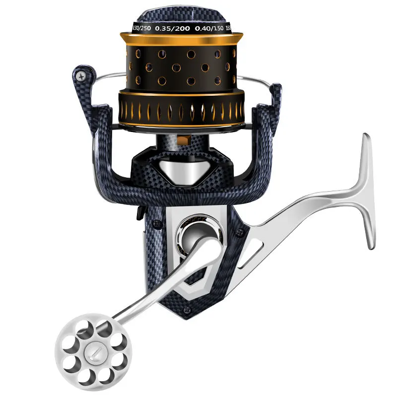 Metal Far Long Cast Spinning Reel Brass Gear Size 8000 10000 12000 Saltwater Boat Fishing Tapered Spool