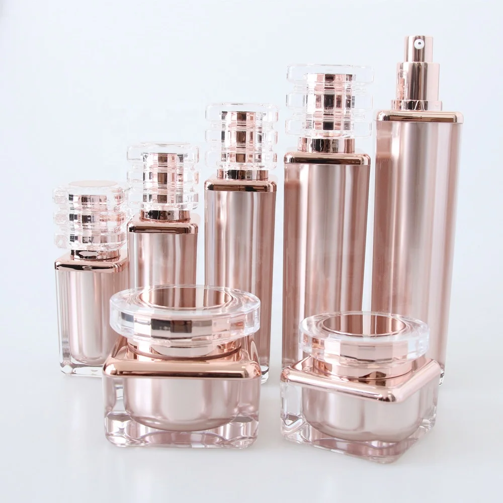 Wholesale luxury Square Shape  Cosmetic Packaging, Face Cream Container And Cosmetic Lotion Pump Bottle