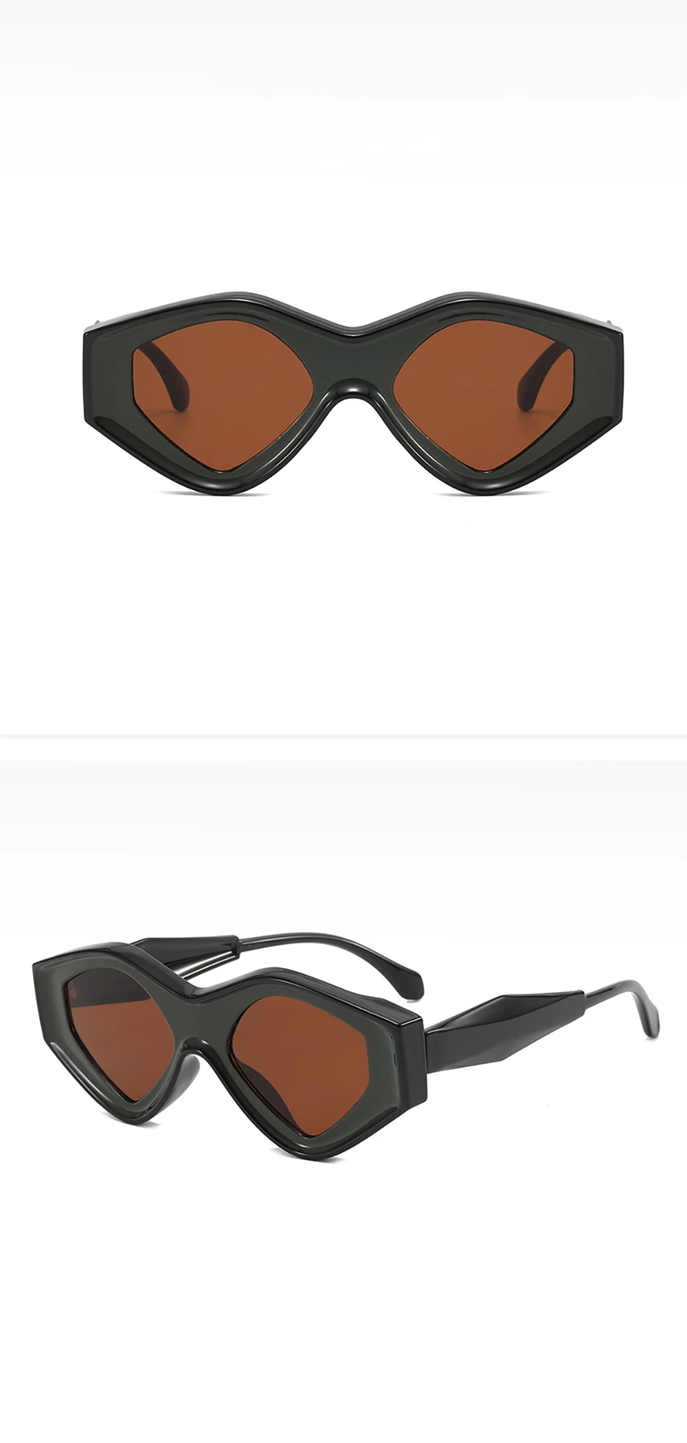 Fashion Polygon Irregular Sunglasses Women Vintage Double Color Uv400 Men Trending Cat Eye Sun Glasses