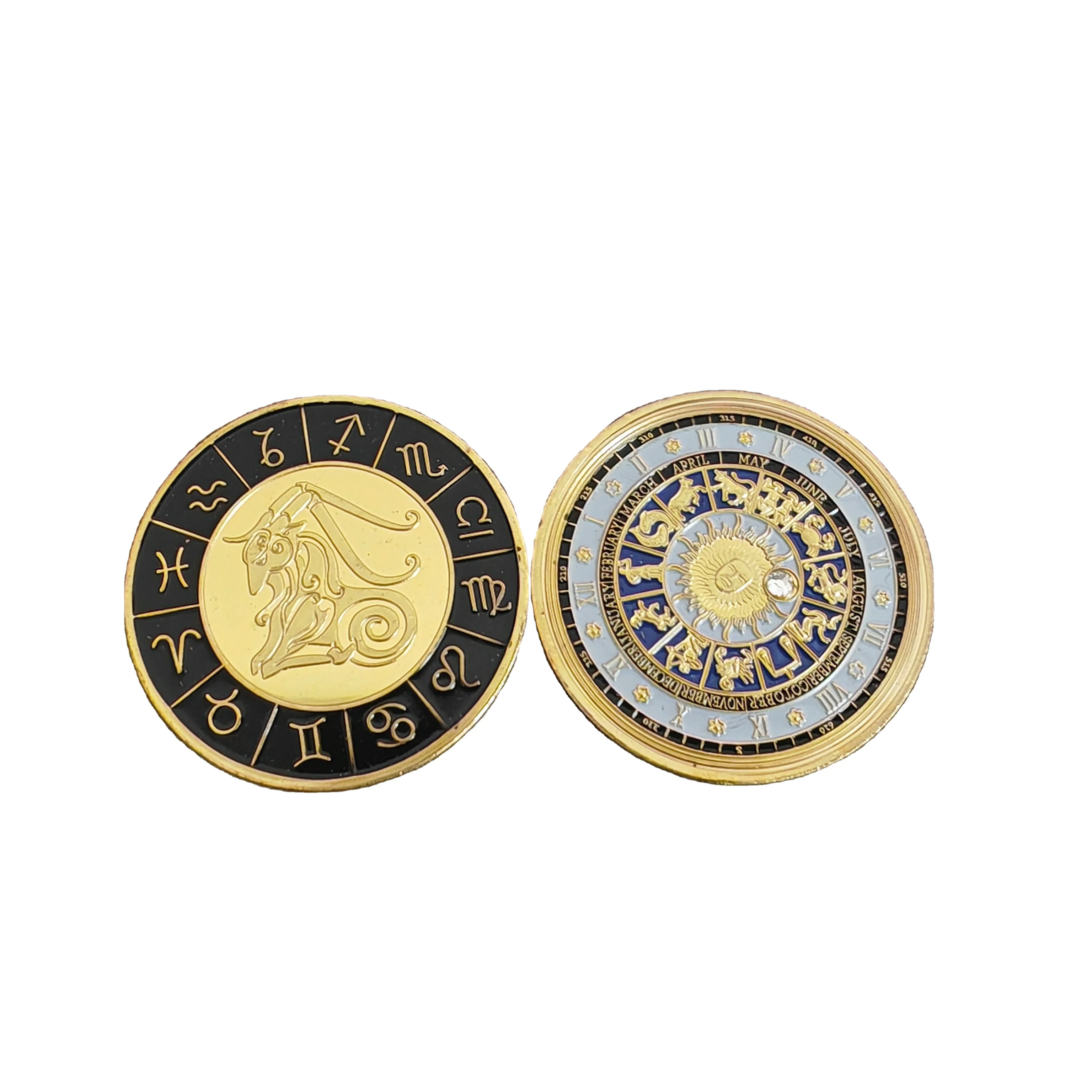 Twelve Commemorative Coin Set Diamond Star & Lucky Taro Hand-Painted Creative Metal Star Gift Protective Blessing Gift Set