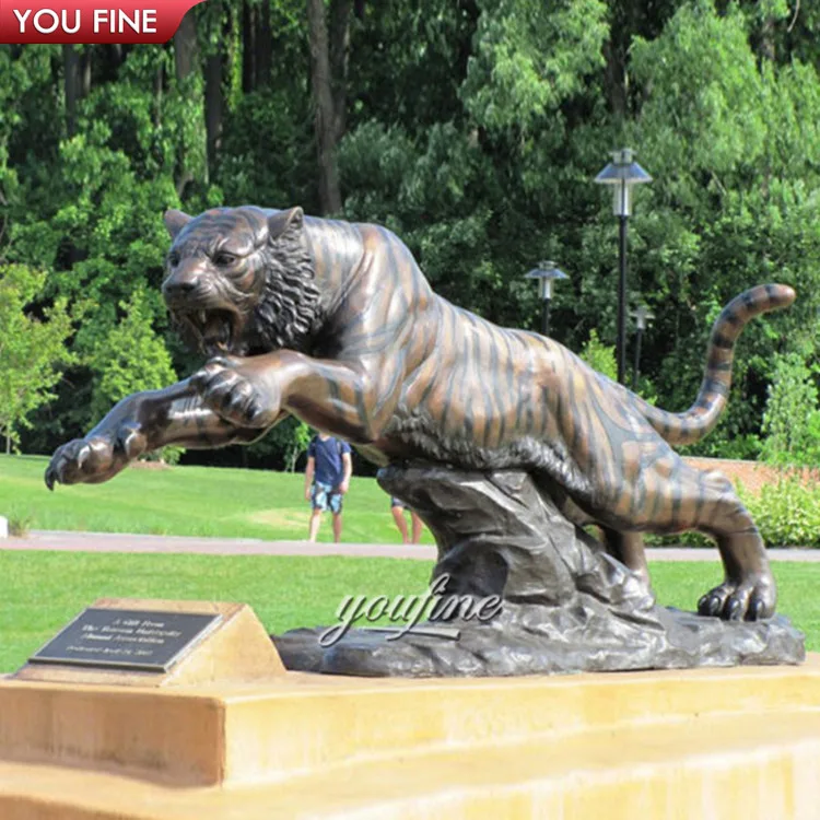 Animals Theme Park Sculpture Metal Craft Bronze Tiger Statue For Outdoor Garden