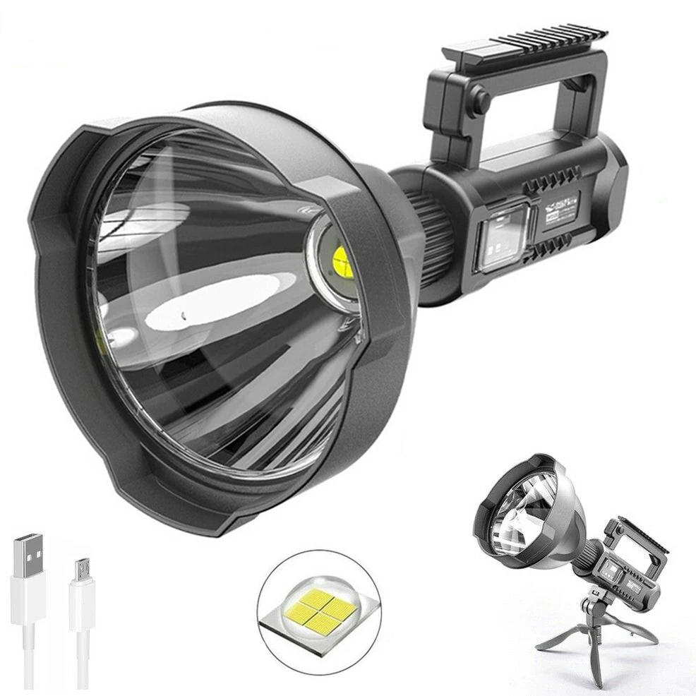New Type Battery 4 Modes Flashlight Work Light Waterproof Searchlight USB Rechargeable Torch