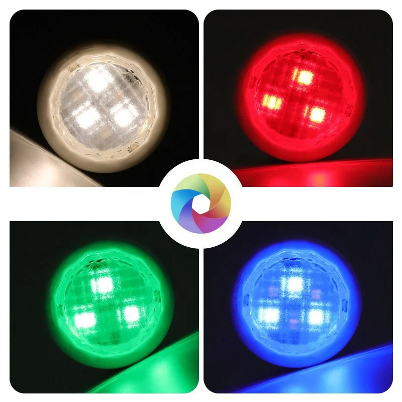 Wireless Closet Wardrobe Under Cabinet Lighting 6 Pack White gold edge LED Puck Light LED Cabinet Lights with Remote Control