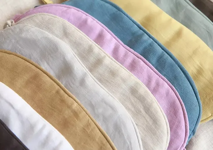 custom printed designer luxury natural cotton linen eye mask with logo