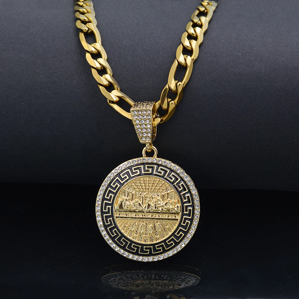 Wholesale Custom Famous Painting Da Vinci Last Supper Gold Iced Hip Hop Pendant Jewelry