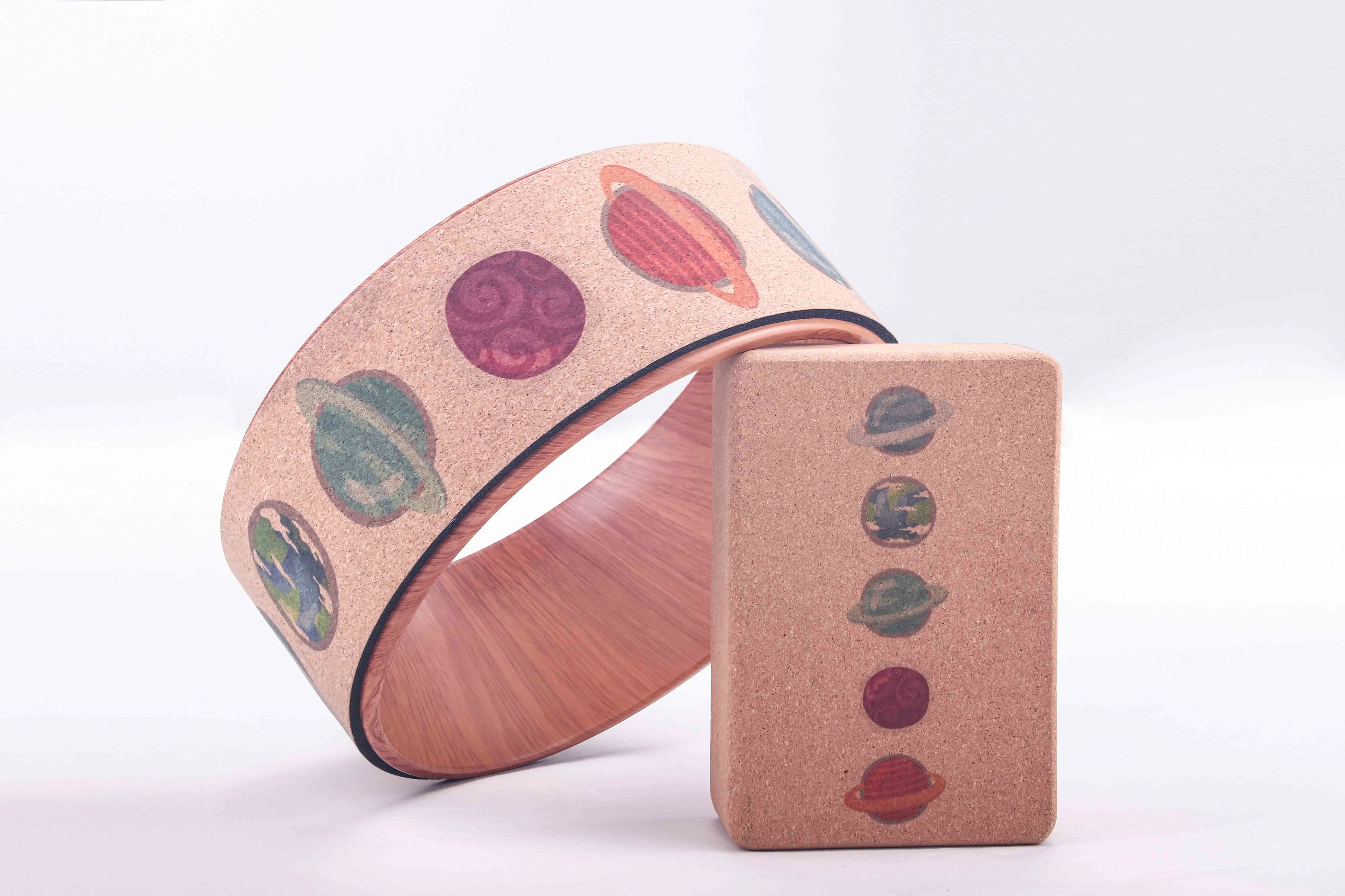 Wholesale Eco Friendly High Density Training Cork Yoga Foam Blocks Cork Yoga wheel cork Yoga block set