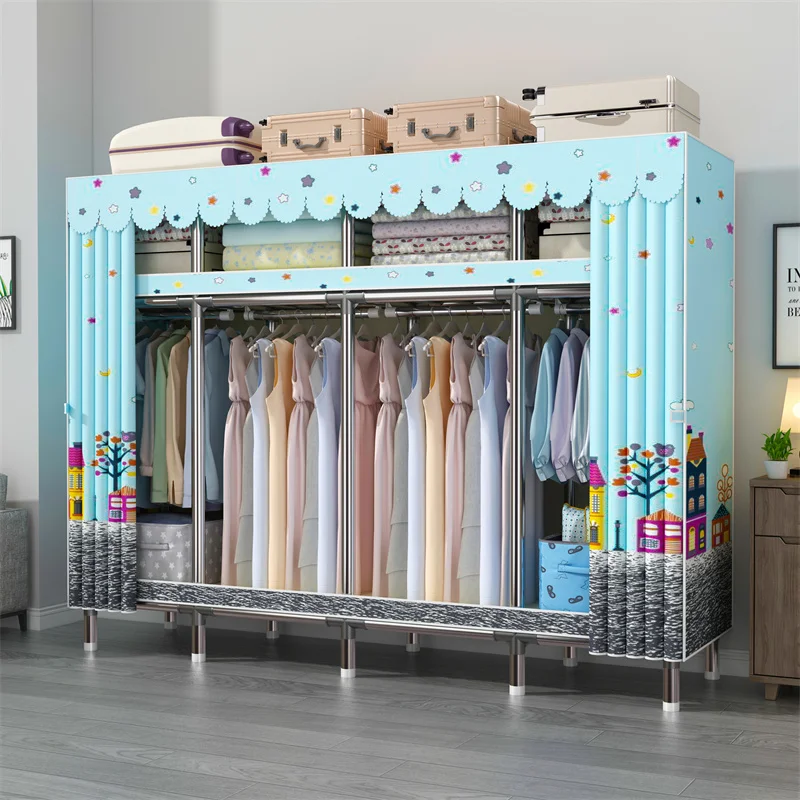Wholesale Home Multipurpose Foldable Lacquer Metal Pipe Closet Wardrobe Large Size Clothes Storage Organizer Closets