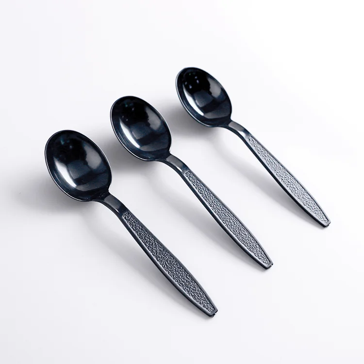 High Quality Individually Wrapped Cutlery Black Plastic Disposable Plastic Spoon 3g Plastic Spoons Disposable