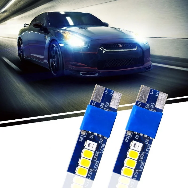 Parking Bulb T10 W5W 194 168 Car Accessories Interior Reading Lights 2835 8SMD Blue To White Auto LED License Plate Light DC 12V