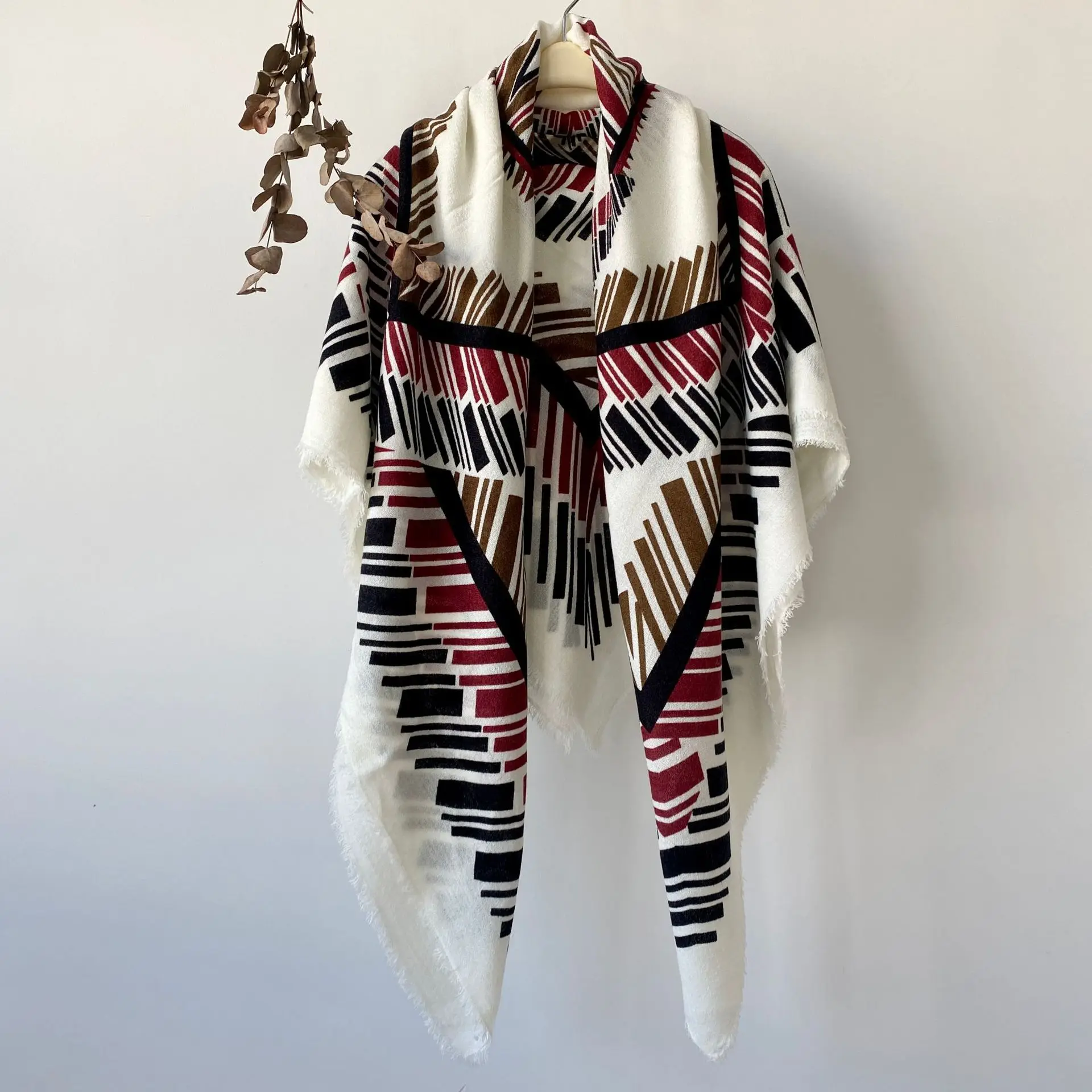 GLS008 модный шерстяной зимний теплый квадратный шарф из полиэстера роскошный