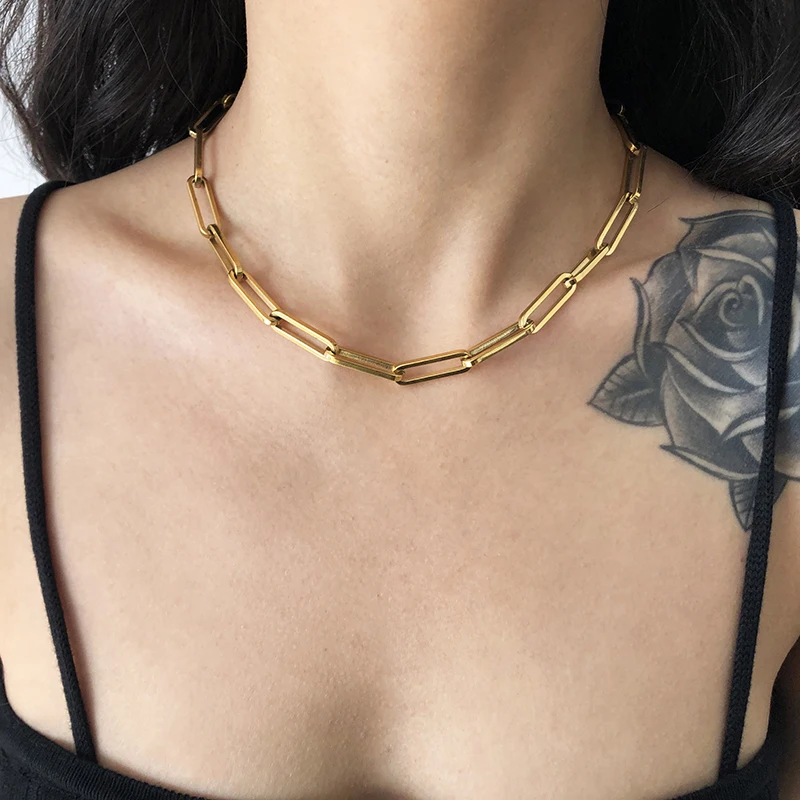 Гипоаллергенные ювелирные изделия, оптовая продажа, ожерелье-цепочка с зажимом для Скрепка 6 мм для женщин