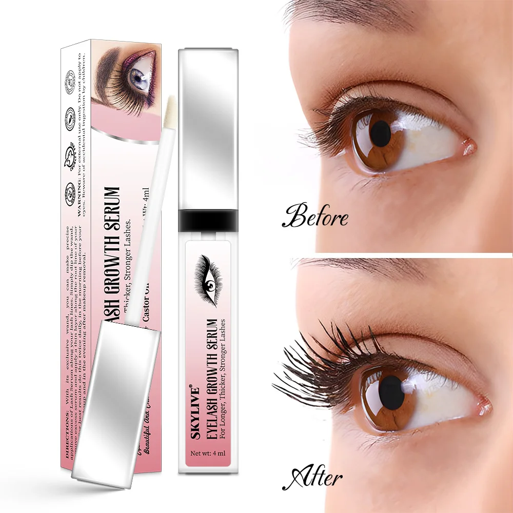 Oem Wholesale Organic Natural Lashes Castor Oil Fluid Serum Eye Lash Serum Eyelash Brow Growth Treatments Vegan Oil Free