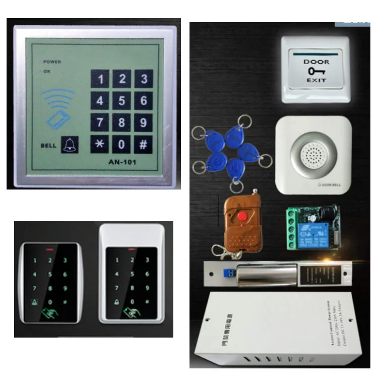 DIY Access Control 125KHz Rfid Keypad Access Control System Kit + Electronic Magnetic Door Lock + Power Supply + 10pcs Keys
