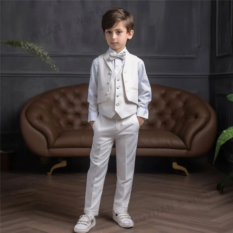 Custom Clothing Boys Clothes Sets Kids Formal Suits Long Sleeve Shirts Vest Pants 3PCS Children Tuxedos Outfits Fashion Party