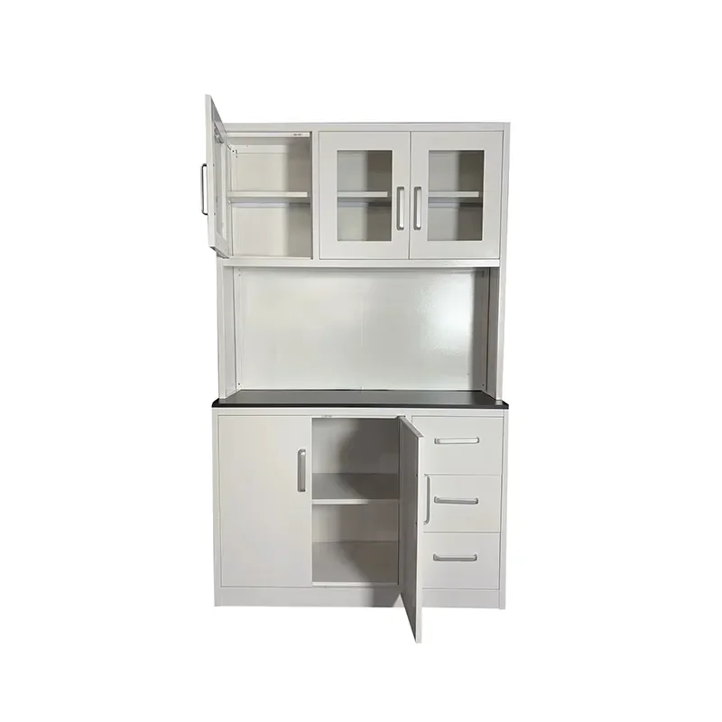 Cheap flat pack commercial apartment metal steel kitchen storage cabinet design with doors and drawers