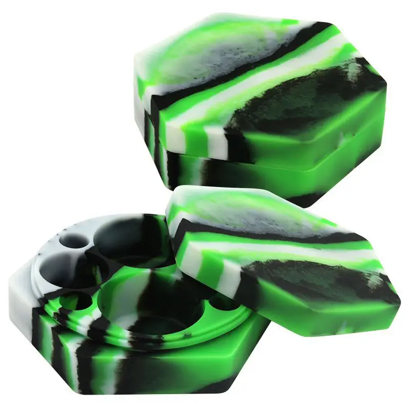 Custom 110ml Hexagon Non Stick Smellproof Large Silicone Jar Box Silicone Wax Jar Container