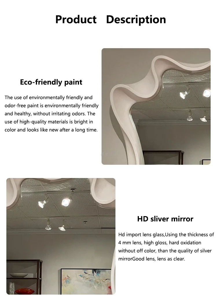 Home Decor Living Room Irregular Mirrors Wave Shape Frame Bathroom Hanging Art Luxury Decorative Retro Wall Mirror Decoration