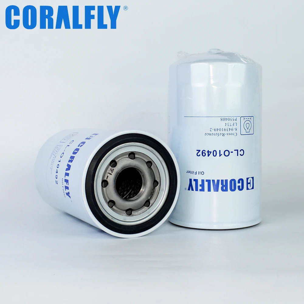 CORALFLY OEM LF734 Lube Oil Filter 8-94391049-2 P550408 New Condition Wholesale Paper Filter with Gasket for Fleetguard