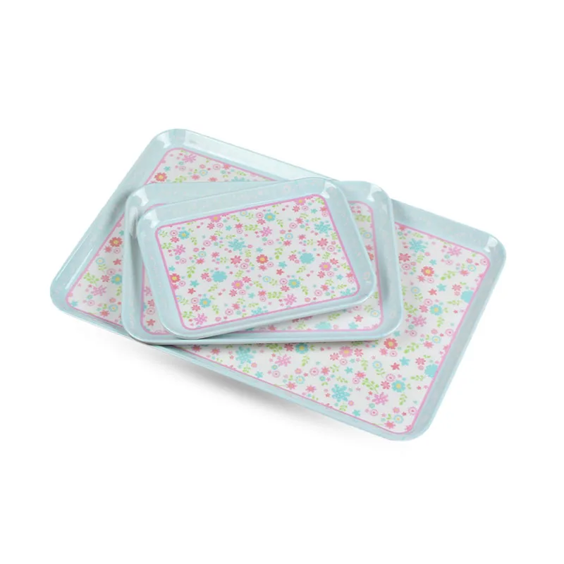 Прямоугольный жесткий пластиковый лоток с принтом под заказ экологически чистые меламиновые подносы для еды и напитков домашнего использования