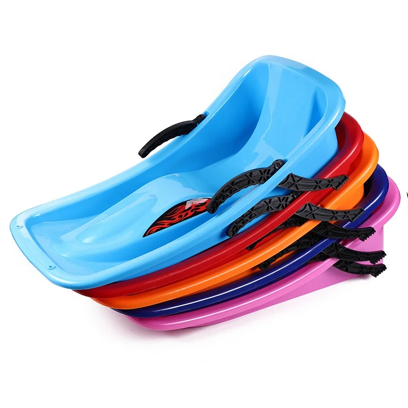 Downhill Sprinter Flexible Kids Toddler Plastic Cold-Resistant Toboggan Snow Sled with Pull Rope and Handles