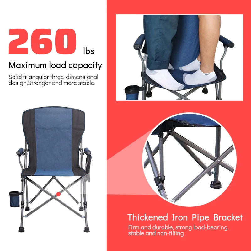 Outdoor Double Heating Pad High Back Picnic heat chair Folding chairs Camping Fishing Chair with Cooler Bag