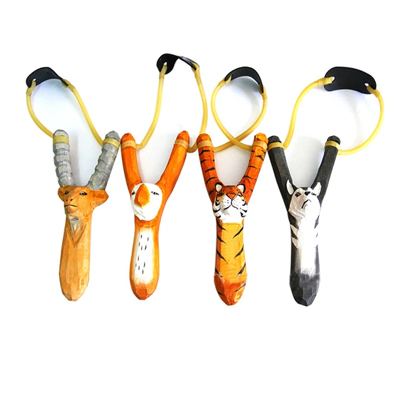 
New Creative Design Colorful Animal Shape Wooden Slingshot Hunting 