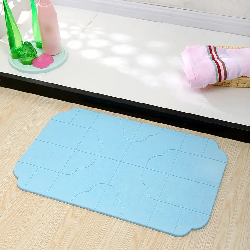 Non Slip Dry Fast Bath Mat Extra Hard and Absorbent Engrave Diatomite Mat