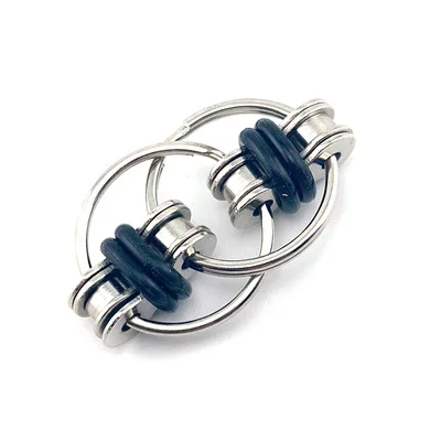 Flybear metal Colourful key ring chain hand spinner bike chain fidget toys Flippy Fidget Ring Chain Toy For Anxiety Relief Stres