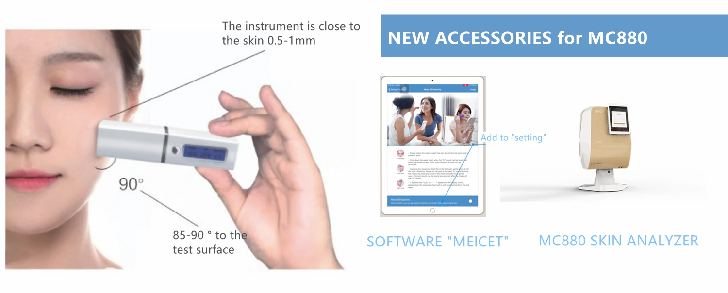 MC880 Accessories LCD Display Digital Facial Body Skin Analyzer Moisture Oil Tester Meter Health Monitor With Detector