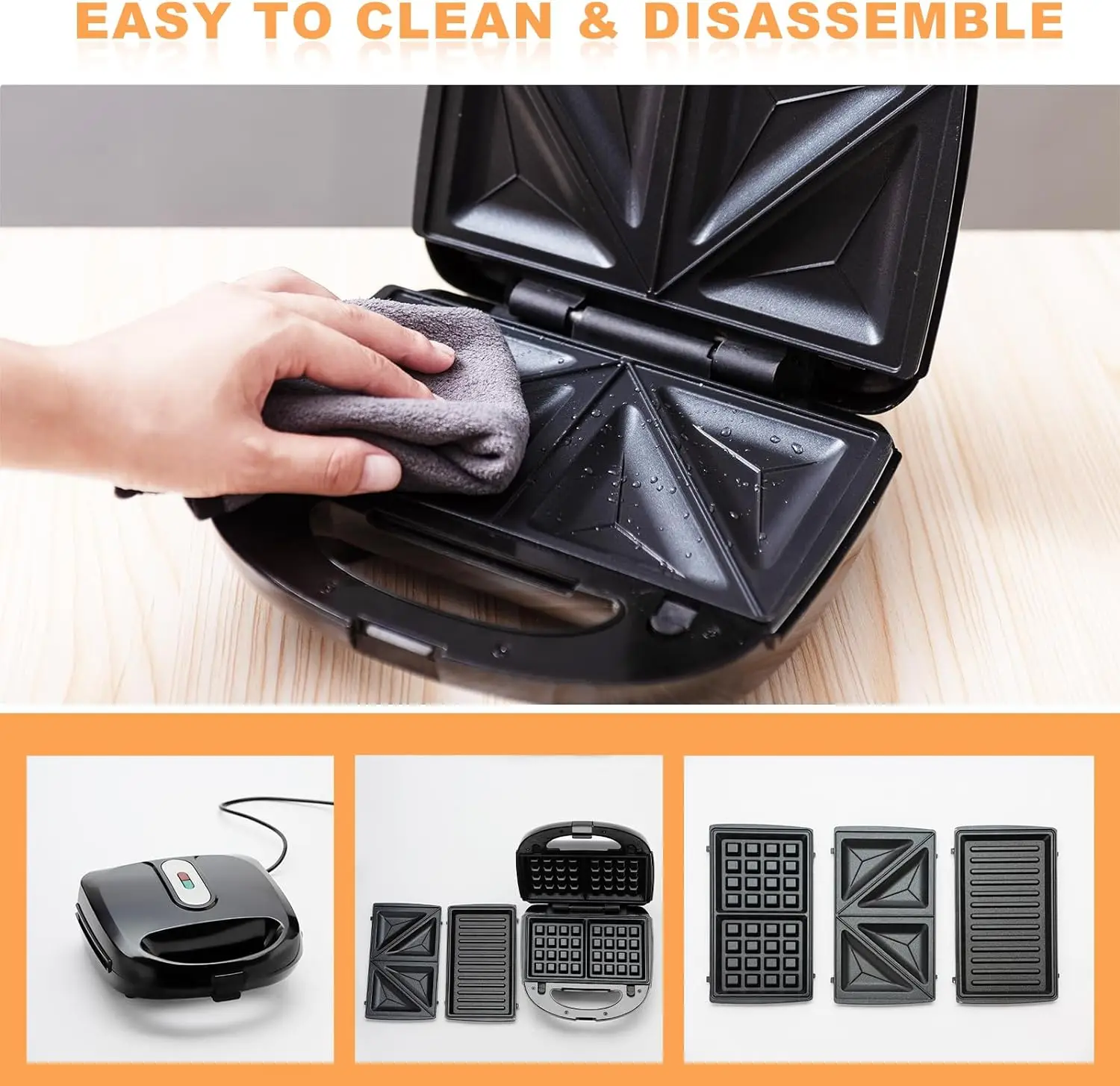 3 in 1 One Key Operation classic sandwich maker breakfast toaster waffle toster sandwich maker