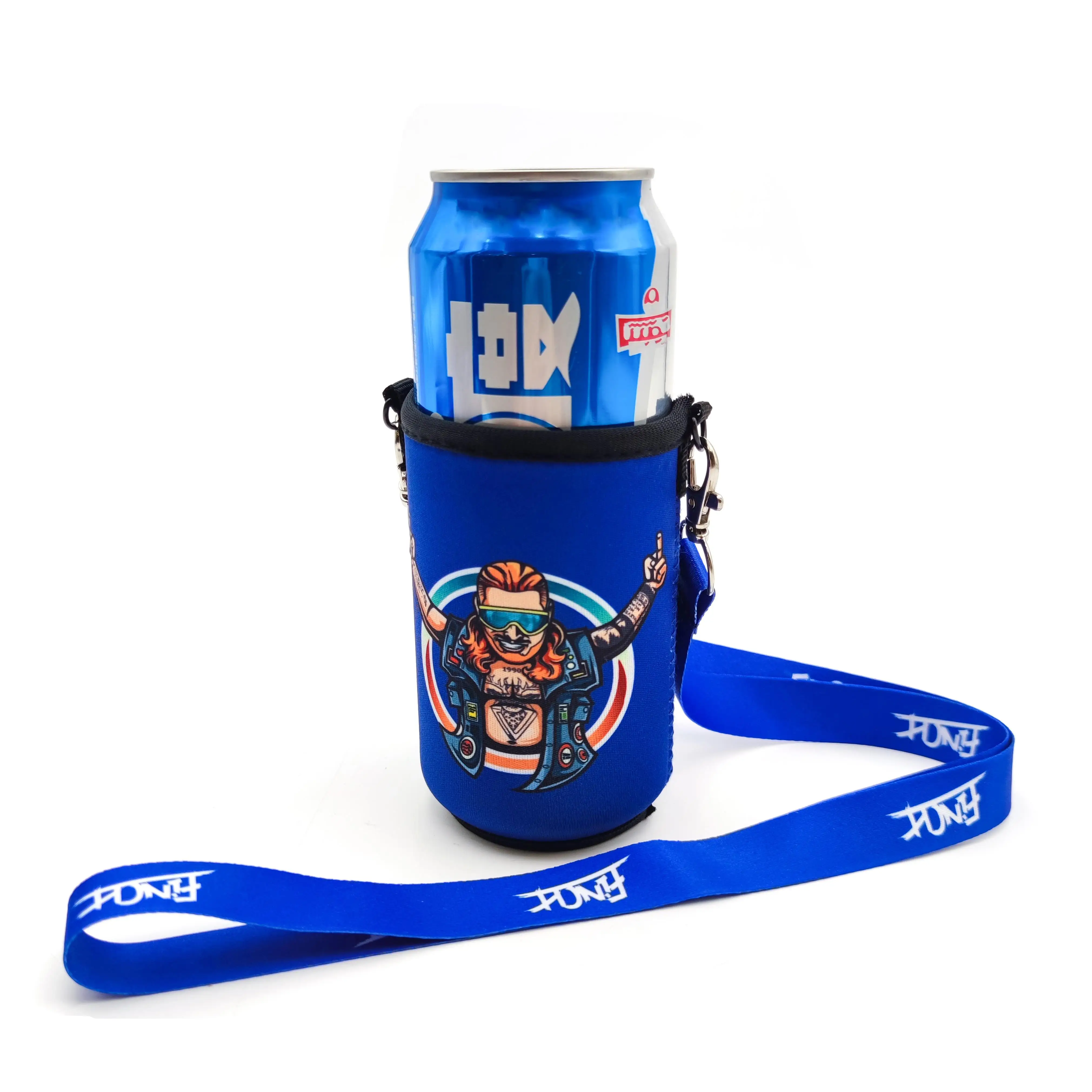 neoprene cup holder Neck Strap Lanyard with polyester lanyard bottle holder
