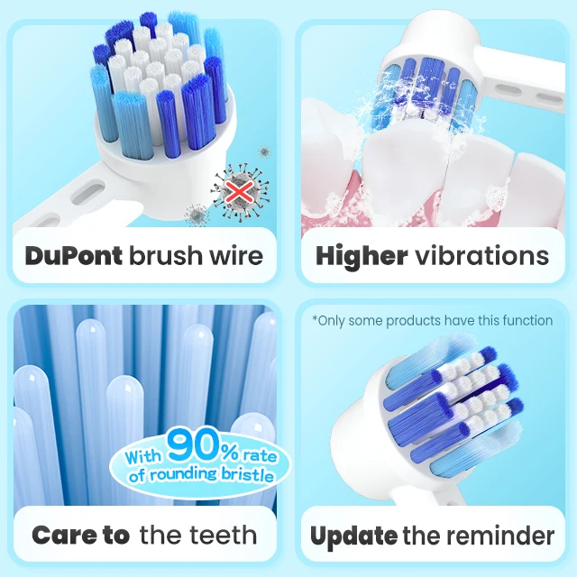 Adult Sonic Dupont Bristles Precise Clean Rotating Brush Head Replacement Toothbrush Head