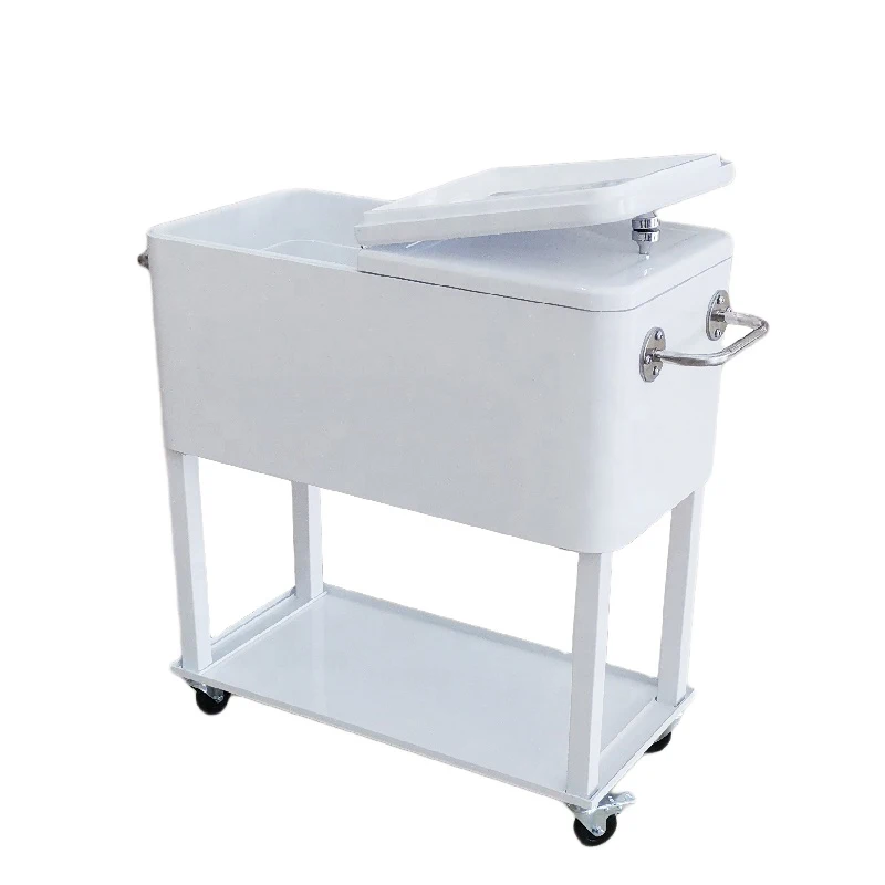 Garden Beer Black Back Bar 80Qt Frosted Black Stainless Steel Cooler Cart
