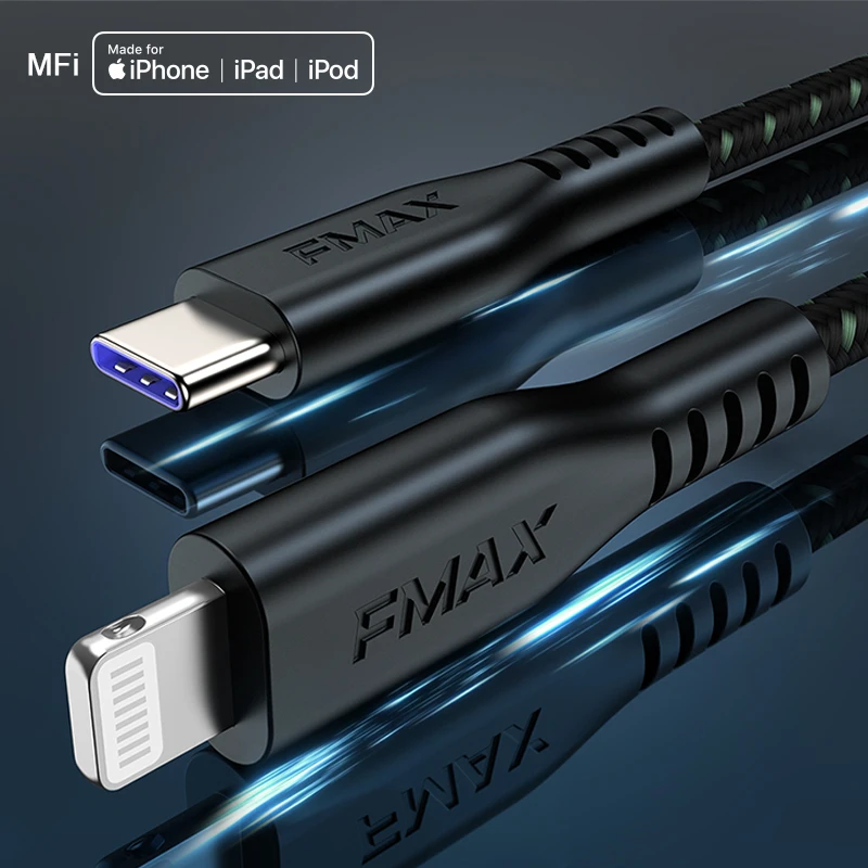 custom logo Nylon braiding with anti-fire Kevlar data cable MFI for iphone PD 30w kabel for iphone to lightning cable