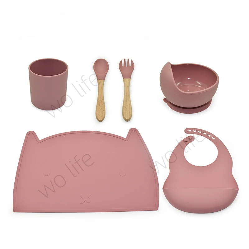 Online Wholesale Hot Selling Standard 100% Food Grade Silicone Suction Baby Dinner Bowl Feeding Set