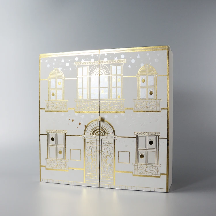guangzhou city factory gold shiny custom logo design reliable luxury Ramadan gift box packaging advent calendar for perfume