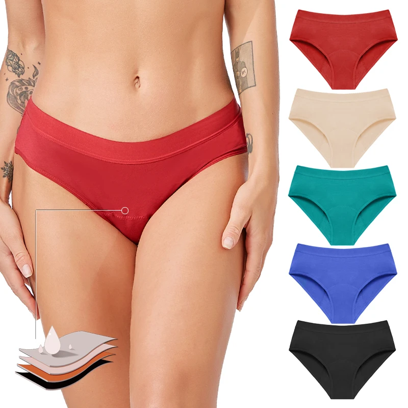 Plus Size Quick Dry Bamboo Fabric Four Layer Teenage Hygiene Period Panty For Women Menstrual Underwear