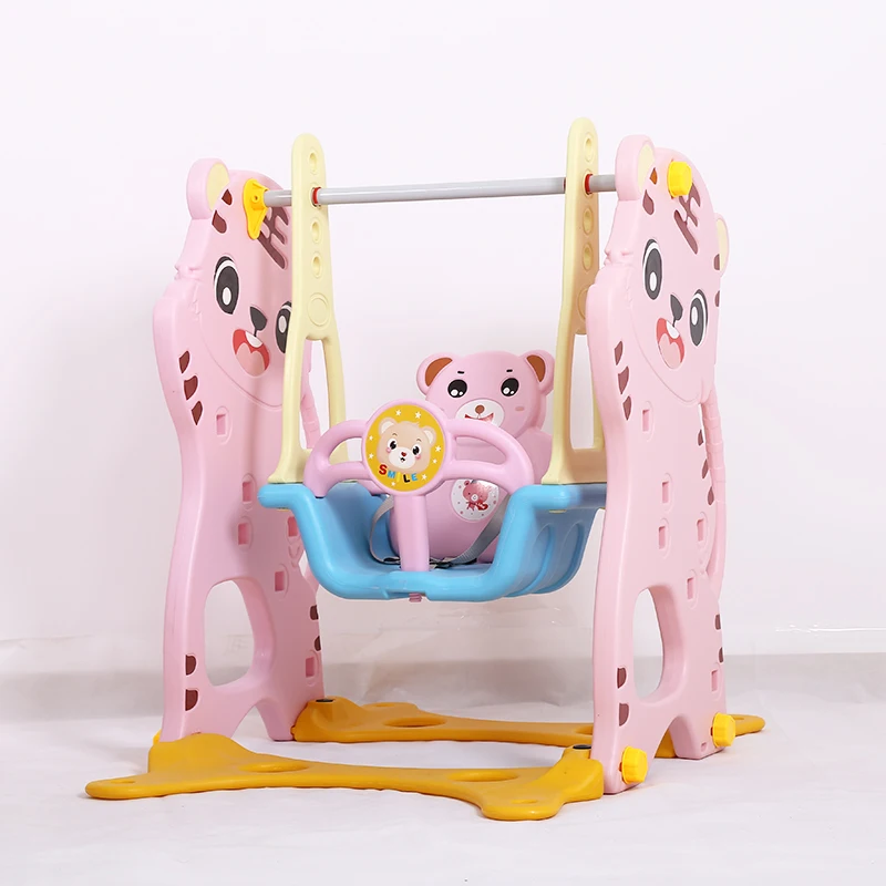 Kids indoor plastic playground swing chair set for