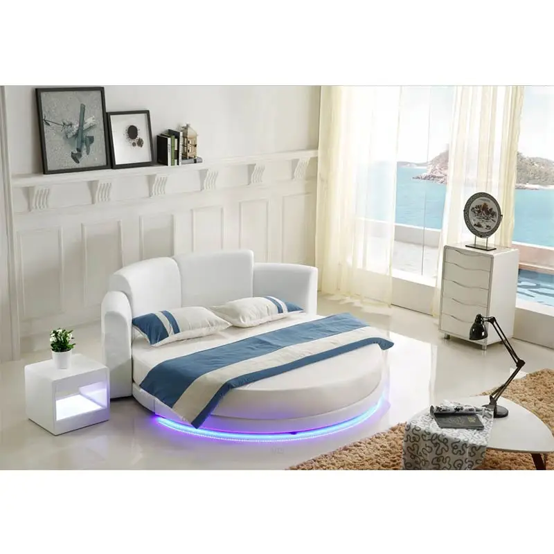 CBMMART 2021 hot sell genuine leather furniture bedroom sets round bed