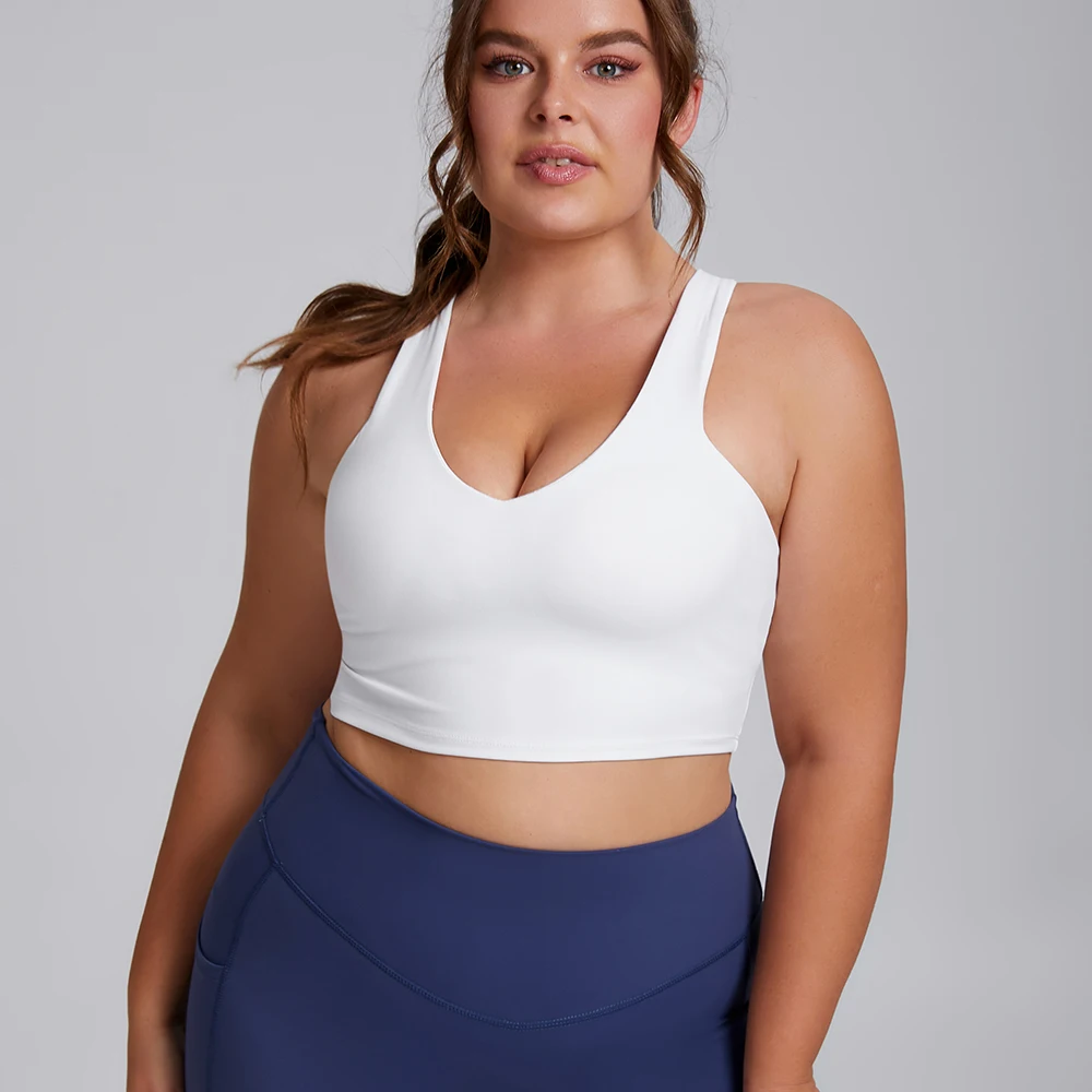 2024 Customized Logo High Impact Sports Bra Breathable Workout Fitness Yoga Wear Women Solid Gym Clothes Plus Size Yoga Bra