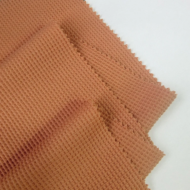 Eco-friendly waffle fabric plain dyed 100% cotton knitted waffle fabric for sweaters and pants