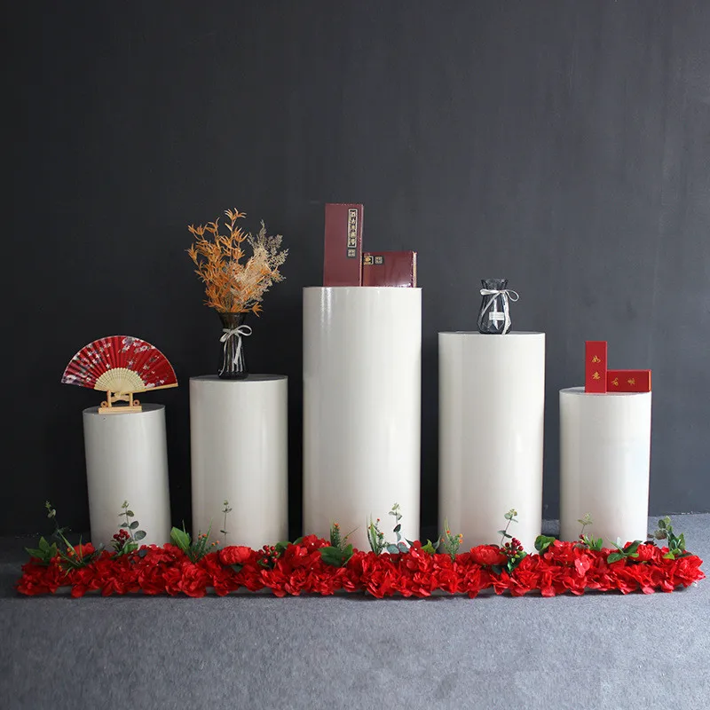 Round White Cylinder Columns tables for Parties Weddings Cake Table Stand Floor Plant Tables