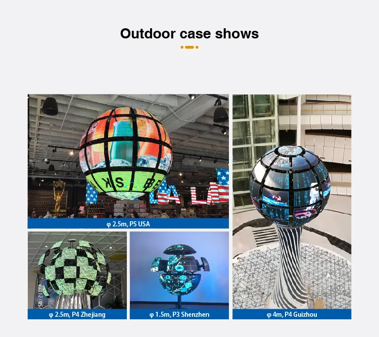Indoor outdoor P1.5 P1.8 P2 P2.5 P3 P4 advertising round led ball module spherical flexible led screen price sphere led display