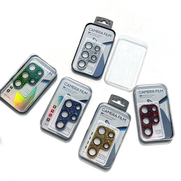 For Samsung S22 S22 Ultra S22 Plus Crystal diamond Camera Lens Tempered Glass 9H Individual metal with glass Camera Lens film