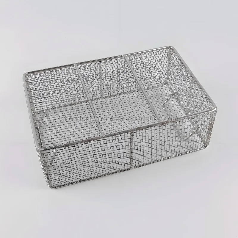 Cleaning basket modern sterilization blue metal stainless steel woven mesh basket