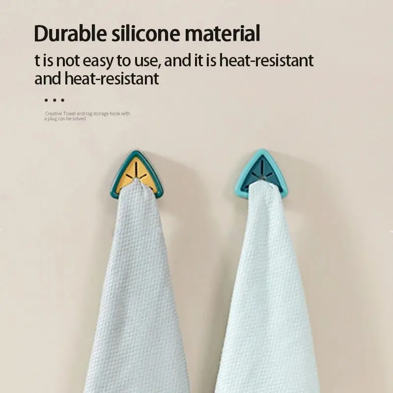 Kitchen Towel Holders Self Adhesive Creative Triangle Towel Stopper Rag Clip  Rack Hanger Wall Mount Hand Towel Hook
