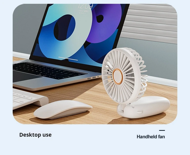 2024 Rechargeable Air Circular Hand Fan Outdoor 1200mAh Handheld Portable Foldable Electric Mini Fan