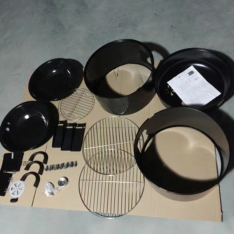 3-in-1 High-Pressure Outdoor Patio BBQ Grill Black Smoke Oven Carbon Iron Metal Folding Braised Charcoal Fuel for 5 People