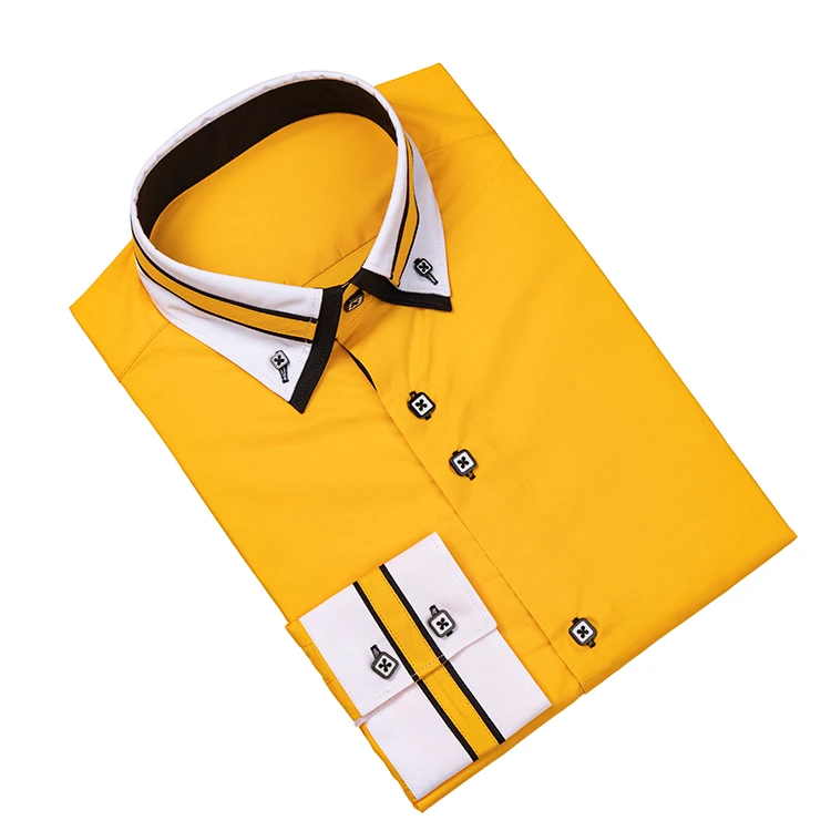 Мужская рубашка из 100% хлопка Yunfantex с красивым воротником и длинным рукавом